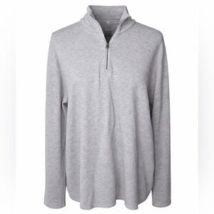 Vince Gray Quarter Zip Pullover Minimalist Luxe Casual Cotton Blend- Large